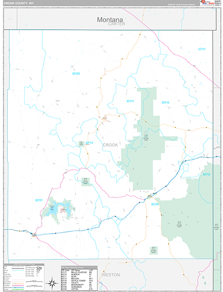 Crook County, WY Zip Code Map