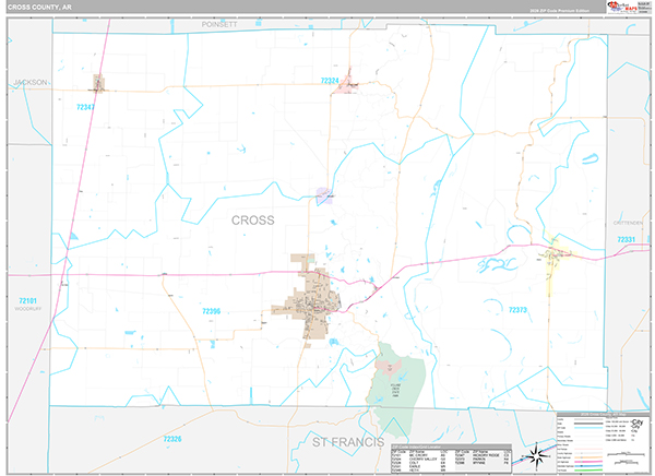 Cross County, AR Wall Map Premium Style