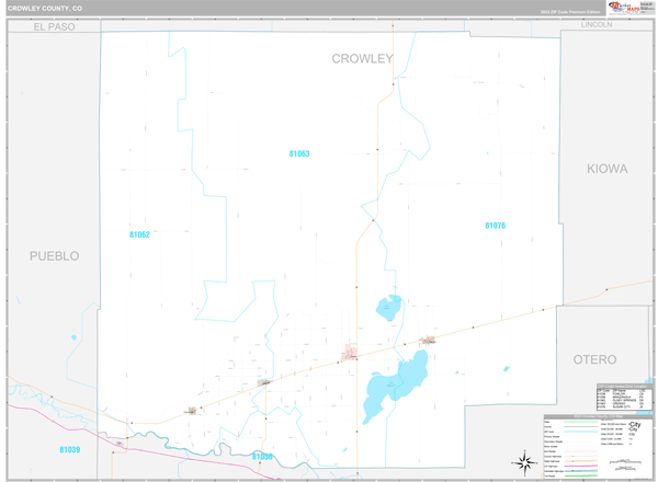 Crowley County, CO Carrier Route Wall Map