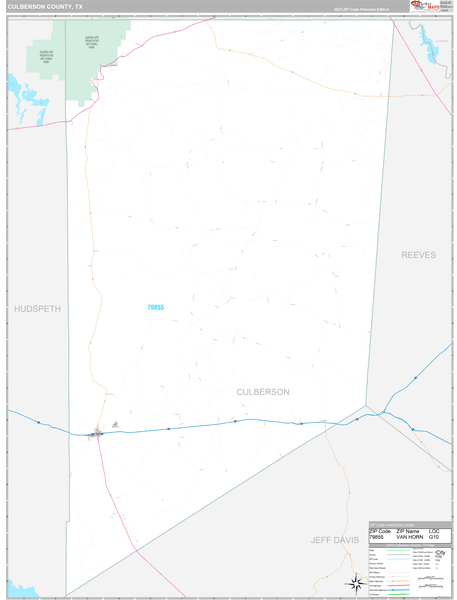 Culberson County, TX Carrier Route Wall Map