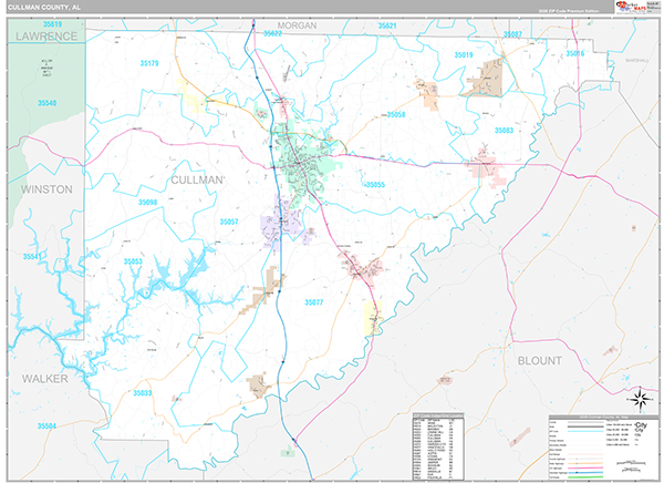 Cullman County, AL Wall Map Premium Style