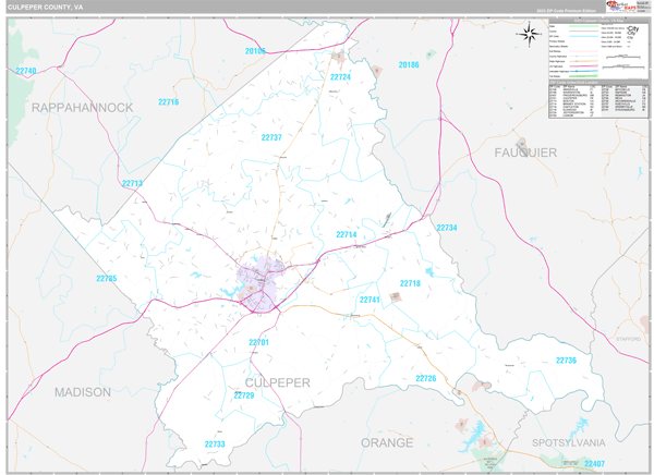 Culpeper County, VA Zip Code Map