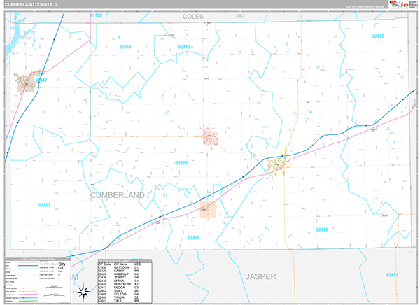 Cumberland County, IL Zip Code Map