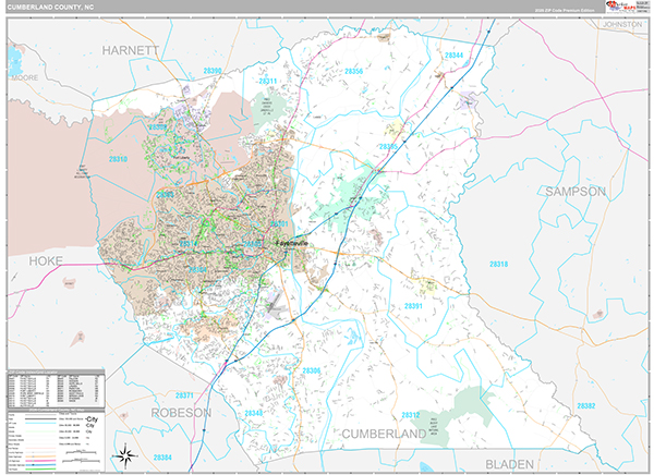 Cumberland County, NC Zip Code Map
