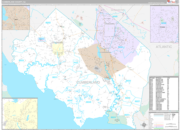 Cumberland County, NJ Wall Map