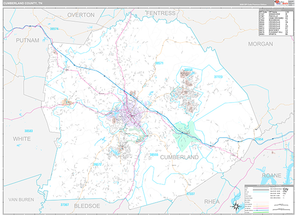 Cumberland County, TN Zip Code Map
