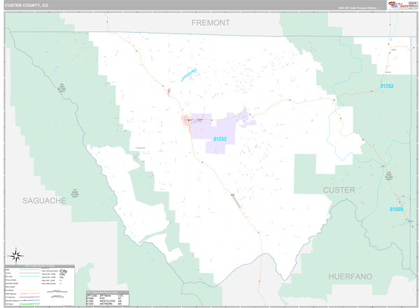 Custer County, CO Carrier Route Wall Map
