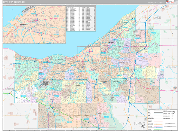 Cuyahoga County, OH Zip Code Map