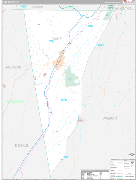 Dade County, GA Wall Map