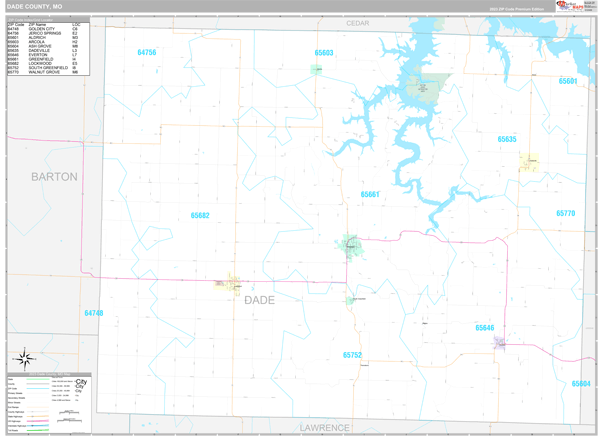 Dade County, MO Wall Map Premium Style