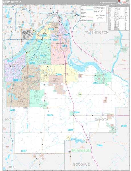 Dakota County, MN Zip Code Map