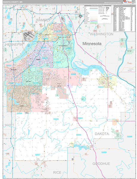 Dakota County, MN Wall Map Premium Style
