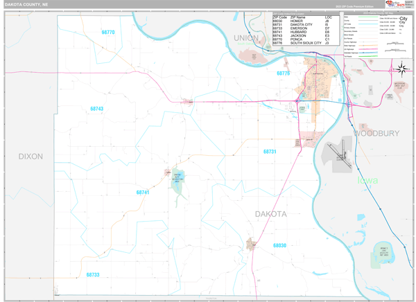 Dakota County, NE Wall Map Premium Style