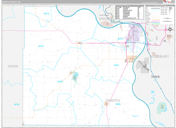 Dakota County, NE Map Premium Style