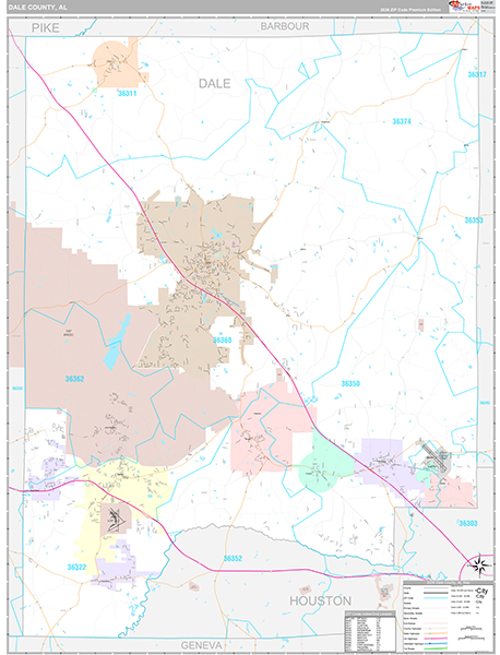 Dale County, AL Wall Map