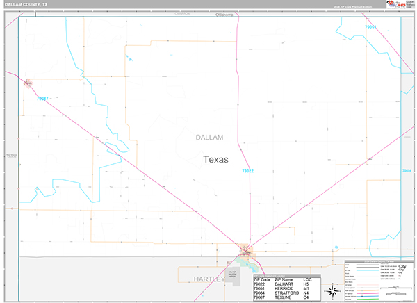 Dallam County, TX Wall Map Premium Style