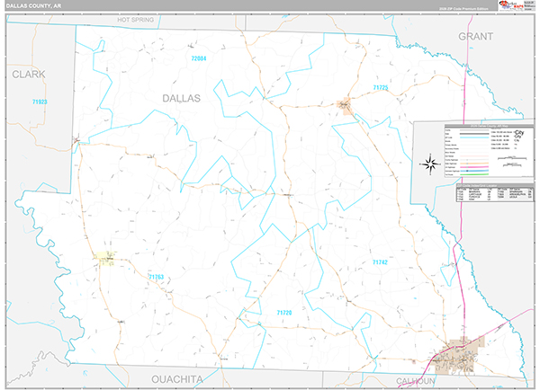 Dallas County, AR Wall Map Premium Style