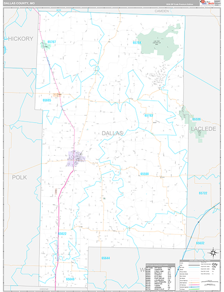 Dallas County, MO Zip Code Map