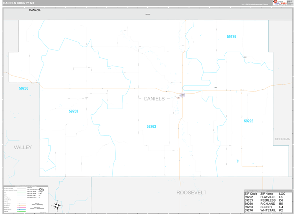Daniels County, MT Wall Map
