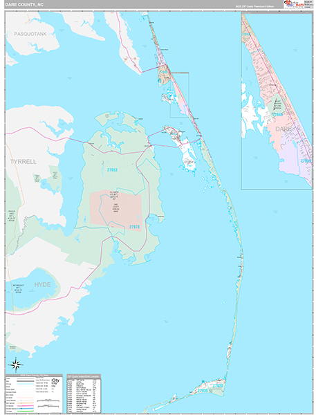 Dare County, NC Wall Map
