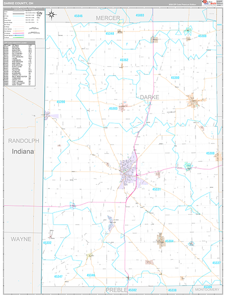 Darke County, OH Carrier Route Wall Map