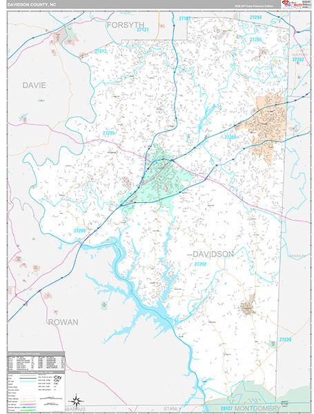 Davidson County, NC Wall Map
