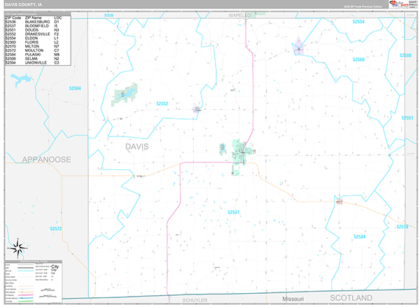 Davis County, IA Wall Map