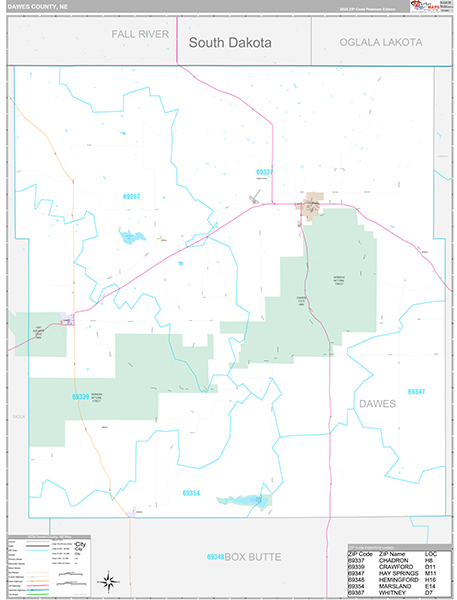 Dawes County, NE Zip Code Map