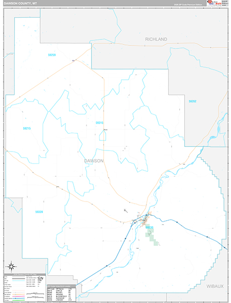 Dawson County, MT Wall Map