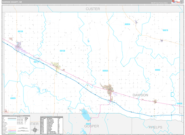 Dawson County, NE Zip Code Map