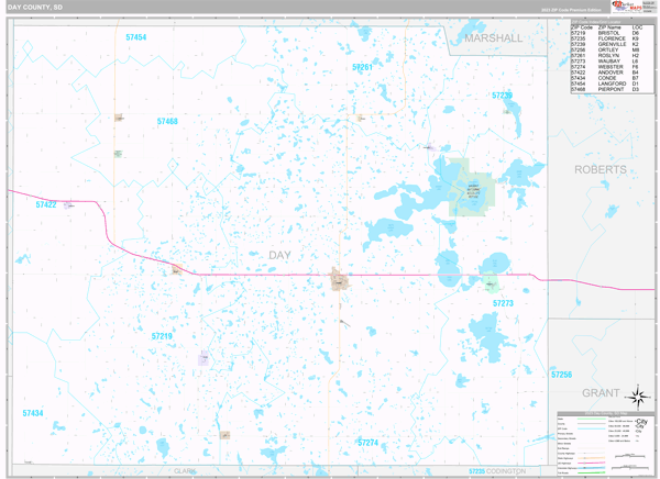 Day County, SD Wall Map Premium Style