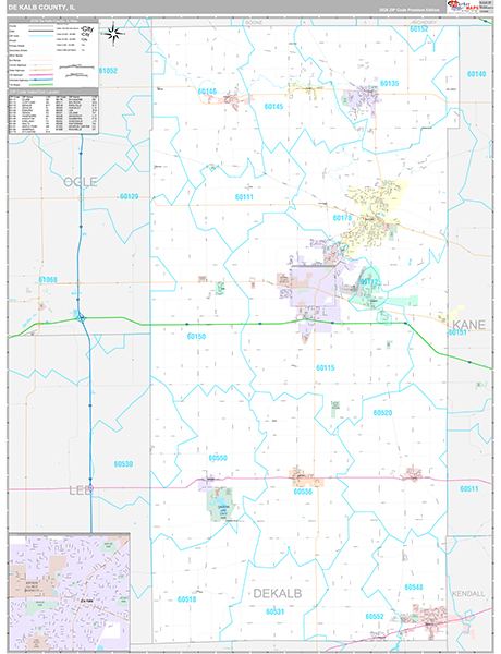 DeKalb County, IL Zip Code Map