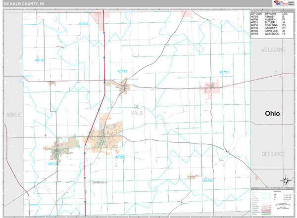 DeKalb County, IN Carrier Route Wall Map