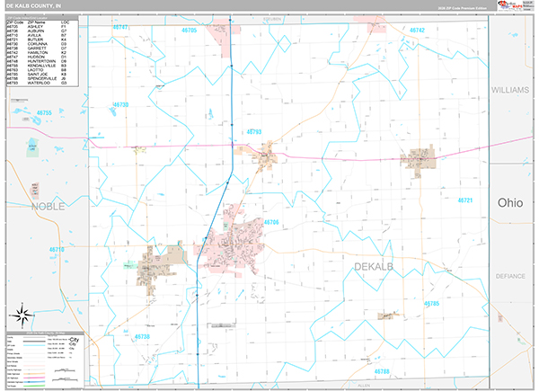 DeKalb County, IN Zip Code Map
