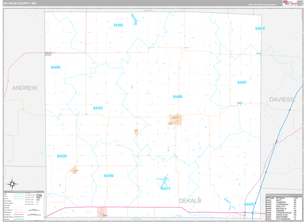 DeKalb County, MO Wall Map Premium Style