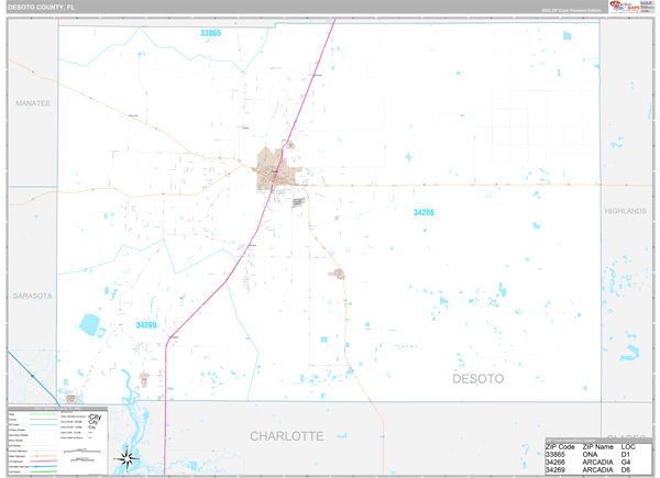 DeSoto County, FL Wall Map