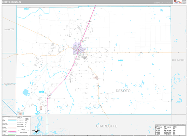 DeSoto County, FL Wall Map
