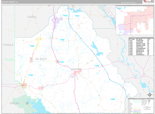 DeSoto Parish (County), LA Wall Map