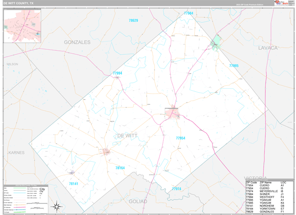 DeWitt County, TX Wall Map