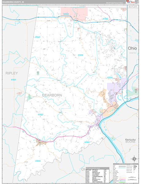 Dearborn County, IN Zip Code Map