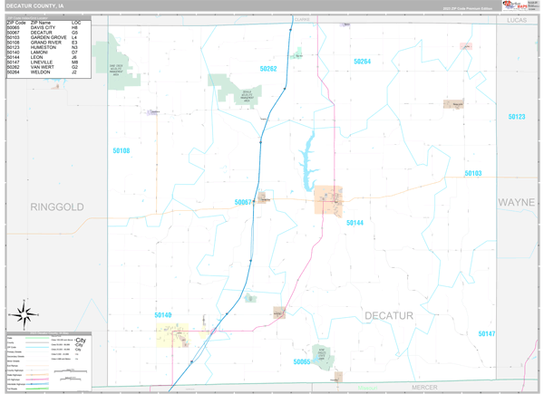 Decatur County Wall Map Premium Style