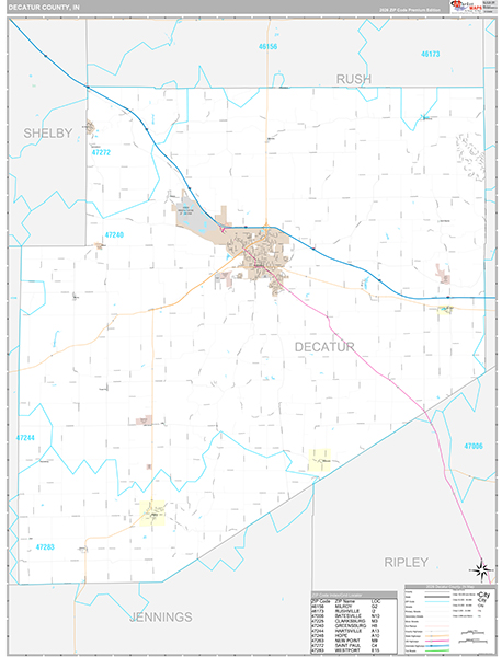 Decatur County, IN Zip Code Map