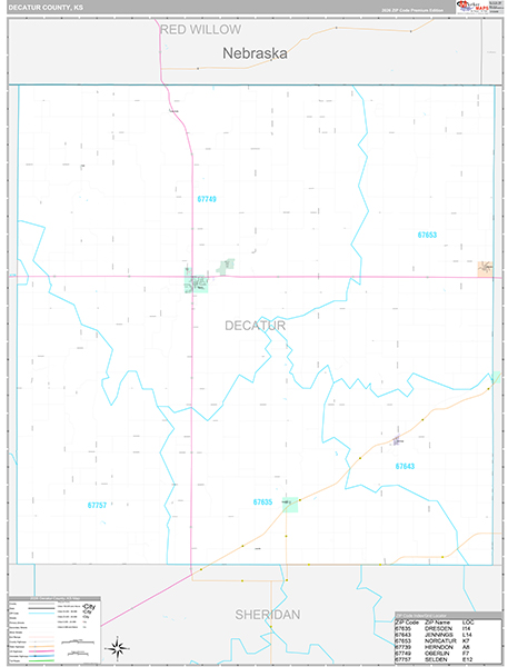 Decatur County, KS Wall Map