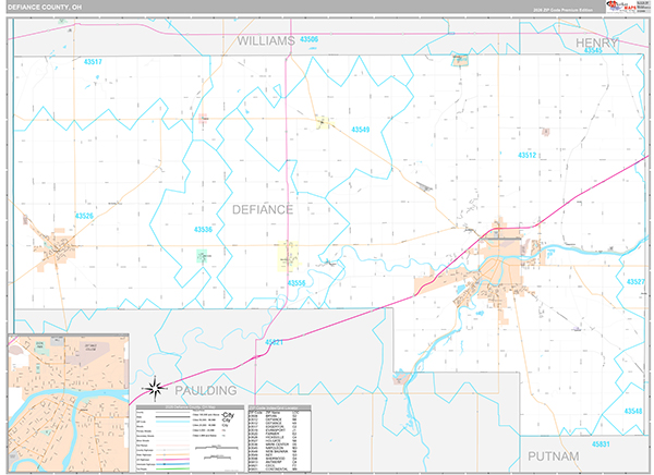 Defiance County, OH Zip Code Map