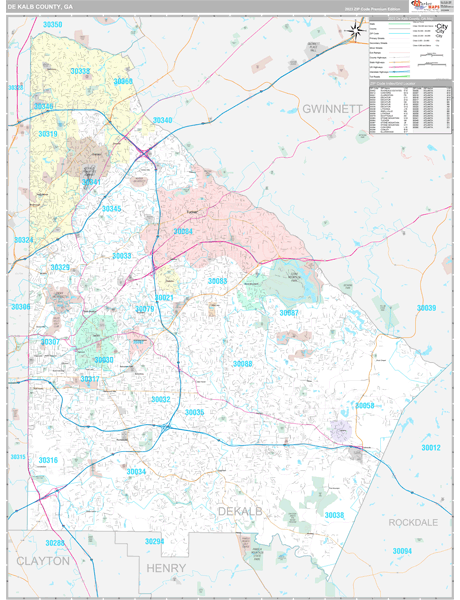 Dekalb County, GA Wall Map