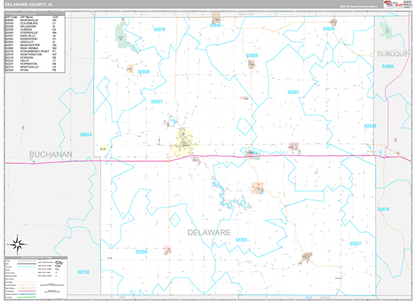 Delaware County, IA Carrier Route Wall Map