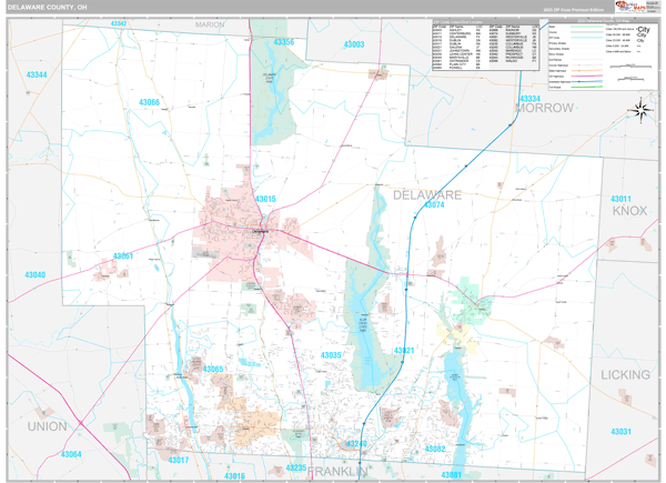 Delaware County, OH Wall Map