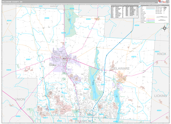 Delaware County, OH Zip Code Map