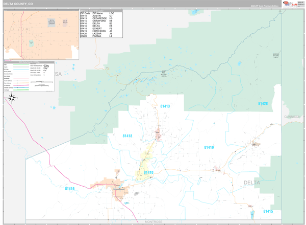 Delta County, CO Carrier Route Wall Map