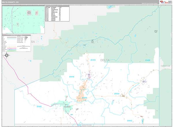 Delta County, CO Wall Map Premium Style